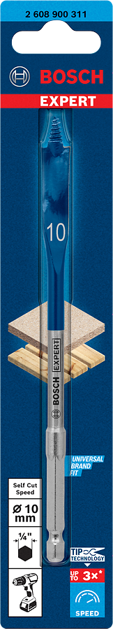 Bosch Expert SelfCut Speed Flachfräsbohrer 1/4" Ø 10 x 152 mm