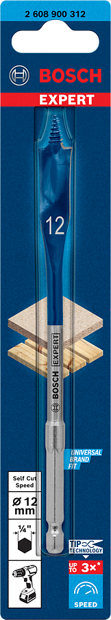 Bosch Expert SelfCut Speed Flachfräsbohrer 1/4" Ø 12 x 152 mm