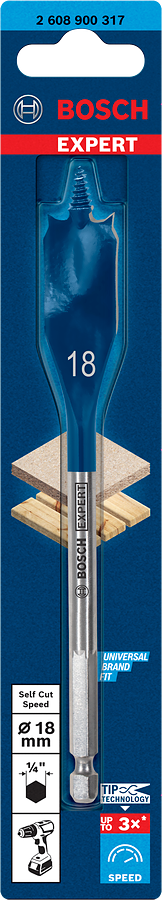 Bosch Expert SelfCut Speed Flachfräsbohrer 1/4" Ø 18 x 152 mm
