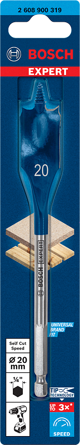 Bosch Expert SelfCut Speed Flachfräsbohrer 1/4" Ø 20 x 152 mm
