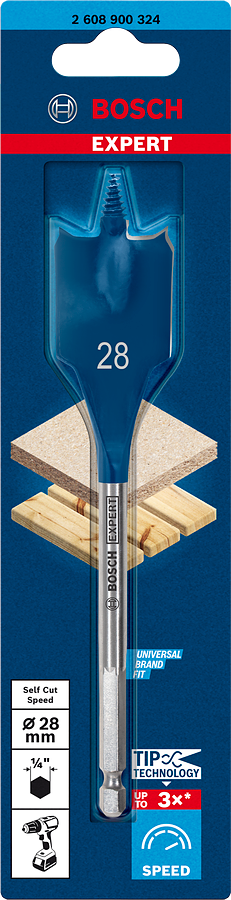Bosch Expert SelfCut Speed Flachfräsbohrer 1/4" Ø 28 x 152 mm
