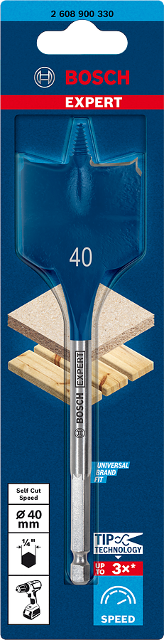 Bosch Expert SelfCut Speed Flachfräsbohrer 1/4" Ø 40 x 152 mm
