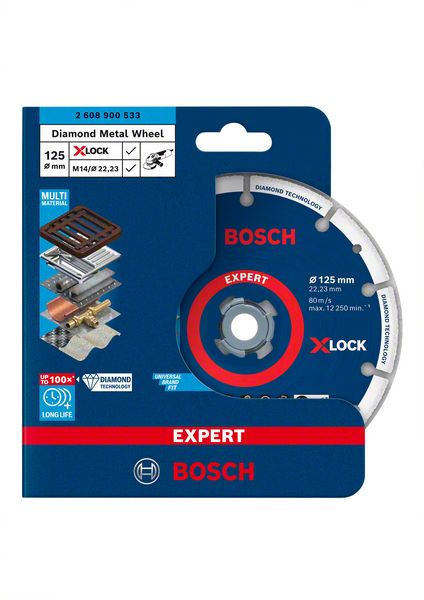 Bosch Expert X-LOCK Trennscheibe Diamond Metal Wheel Ø 125x22.23 mm für Stahl, Faserkunststoffe, Edelstahl
