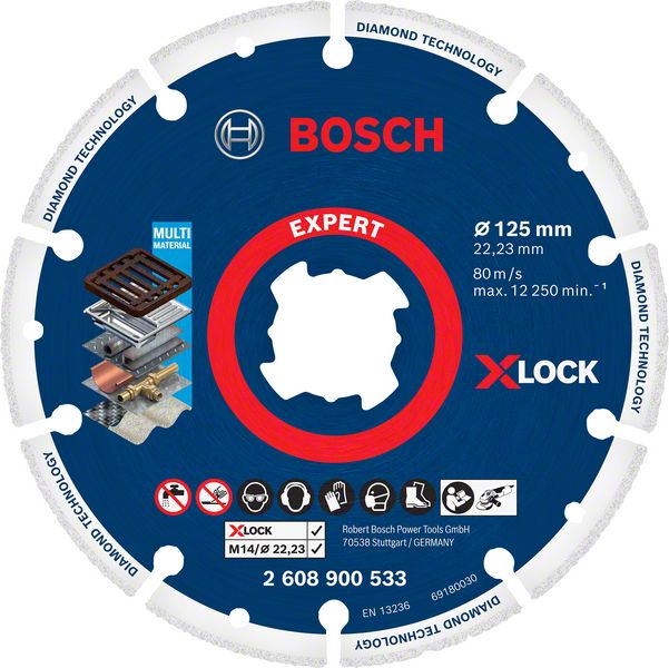 Bosch Expert X-LOCK Trennscheibe Diamond Metal Wheel Ø 125x22.23 mm für Stahl, Faserkunststoffe, Edelstahl