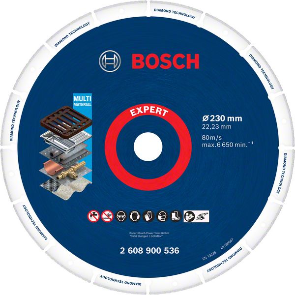 Bosch Professional Expert Diamanttrennscheibe Multimaterial Metal Wheel Ø 180 / 230 x 22.23 mm für Metall Guss