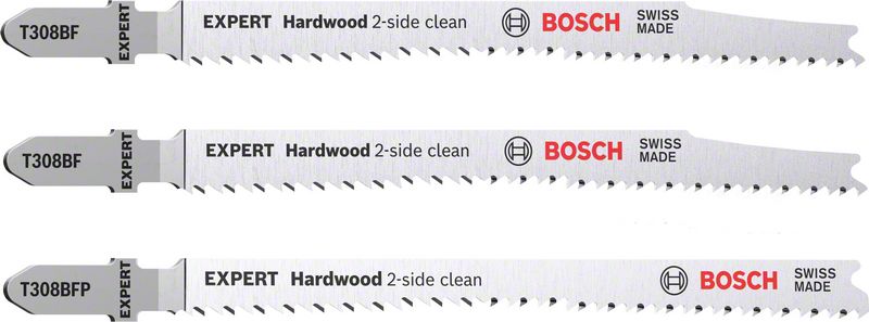 Bosch Expert Stichsägeblatt-Set T 308 BF / BFP Hardwood 2-side clean für ausrissfreies Schneiden von laminierten Arbeitsplatten
