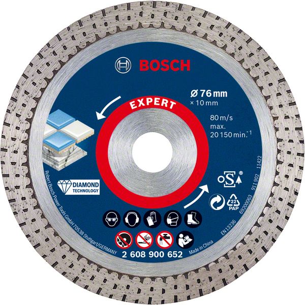 Bosch Expert Diamanttrennscheibe HardCeramic Ø 76x10 mm für 10-12 mm Hartkeramikfliesen