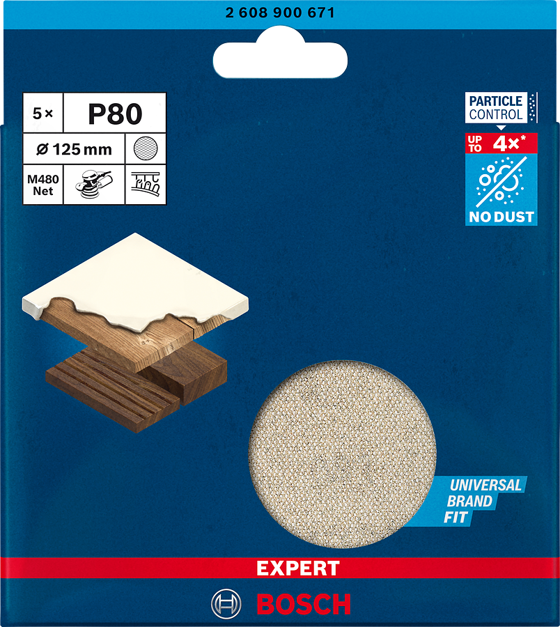 Bosch Expert Schleifnetzscheibe M480 für Exzenterschleifer Ø 125 mm K80/100/120/150/180/220/240/320/400