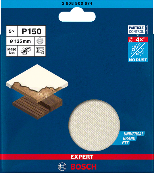 Bosch Expert Schleifnetzscheibe M480 für Exzenterschleifer Ø 125 mm K80/100/120/150/180/220/240/320/400