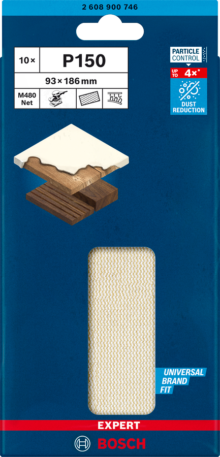 Bosch Expert Schleifnetzscheibe M480 für Schwingschleifer 93 x 186 mm K80/100/120/150/180/220/240/320/400