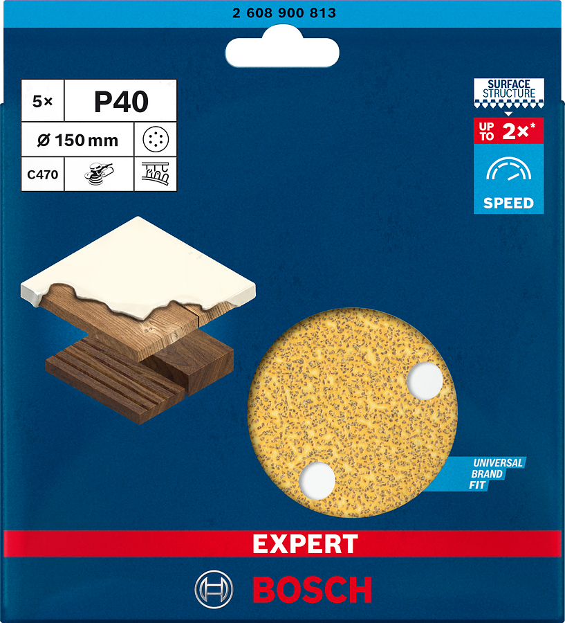 Bosch Professional Expert Schleifpapier C470 mit 6 Löchern für Exzenterschleifer Ø 150 mm K 40
