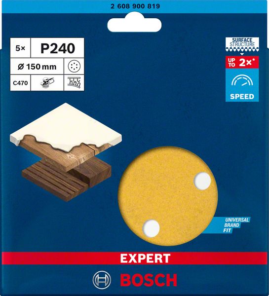 Bosch Professional Expert Schleifpapier C470 mit 6 Löchern für Exzenterschleifer Ø 150 mm K 240