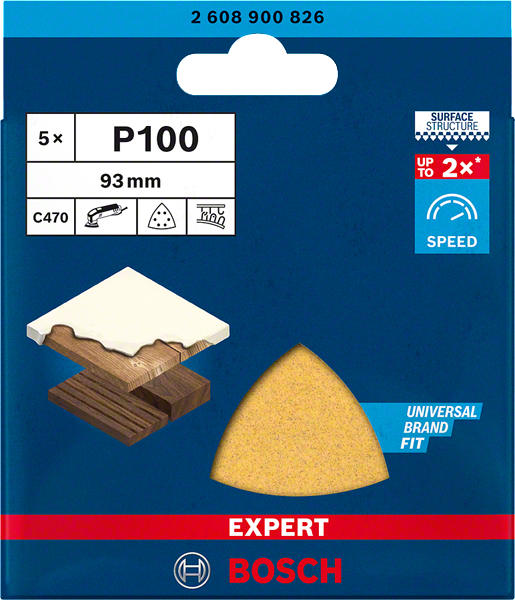 Bosch Expert Schleifpapier C470 für Deltaschleifer 93x93 mm mit Klett K 100 5 Stück