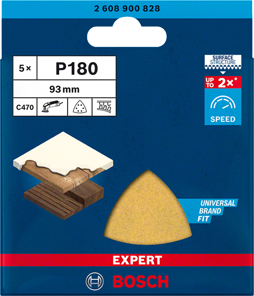 Bosch Expert Schleifpapier C470 für Deltaschleifer 93x93 mm mit Klett K 180 5 Stück