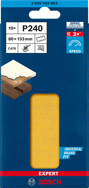 Bosch Professional Expert Schleifpapier C470 mit 8 Löchern für Schwingschleifer 80 x 133 mm P240 10 tlg.