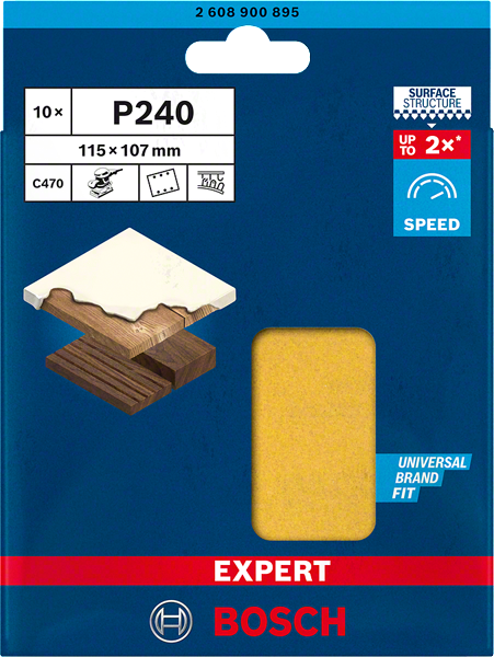 Bosch Professional Expert Schleifpapier C470 mit 6 Löchern für Schwingschleifer 115 x 107 mm K 240