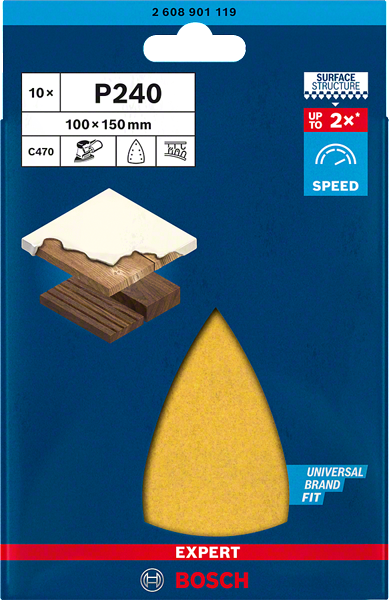Bosch Expert Schleifpapier C470 mit 7 Löchern für Multischleifer 100 x 150 mm K240
