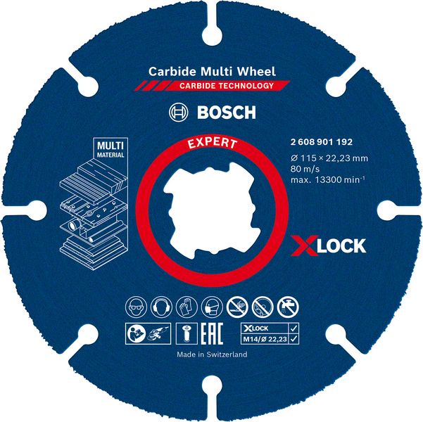 Bosch Expert X-Lock Trennscheibe Carbide Multi Wheel Ø 115x22,23 mm für Multimaterial wie Holz, Kunststoff oder Metall