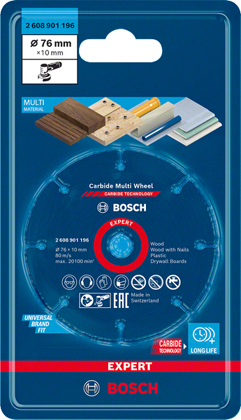 Bosch Expert Trennscheibe Carbide Multi Wheel Ø 76x10 mm für Multimaterial wie Holz, Kunststoff oder Metall
