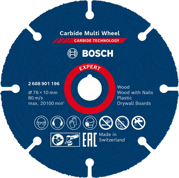 Bosch Expert Trennscheibe Carbide Multi Wheel Ø 76x10 mm für Multimaterial wie Holz, Kunststoff oder Metall
