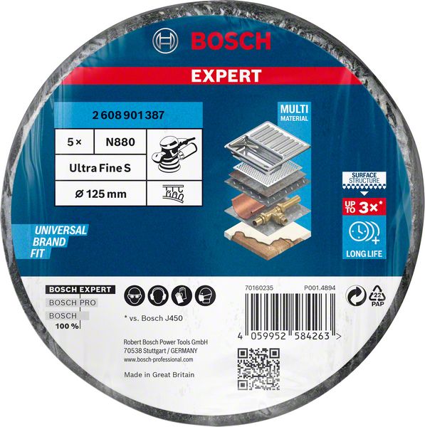 Bosch Vliesscheibe Ø 125 mm K800 Ultrafeines SiC (grau)