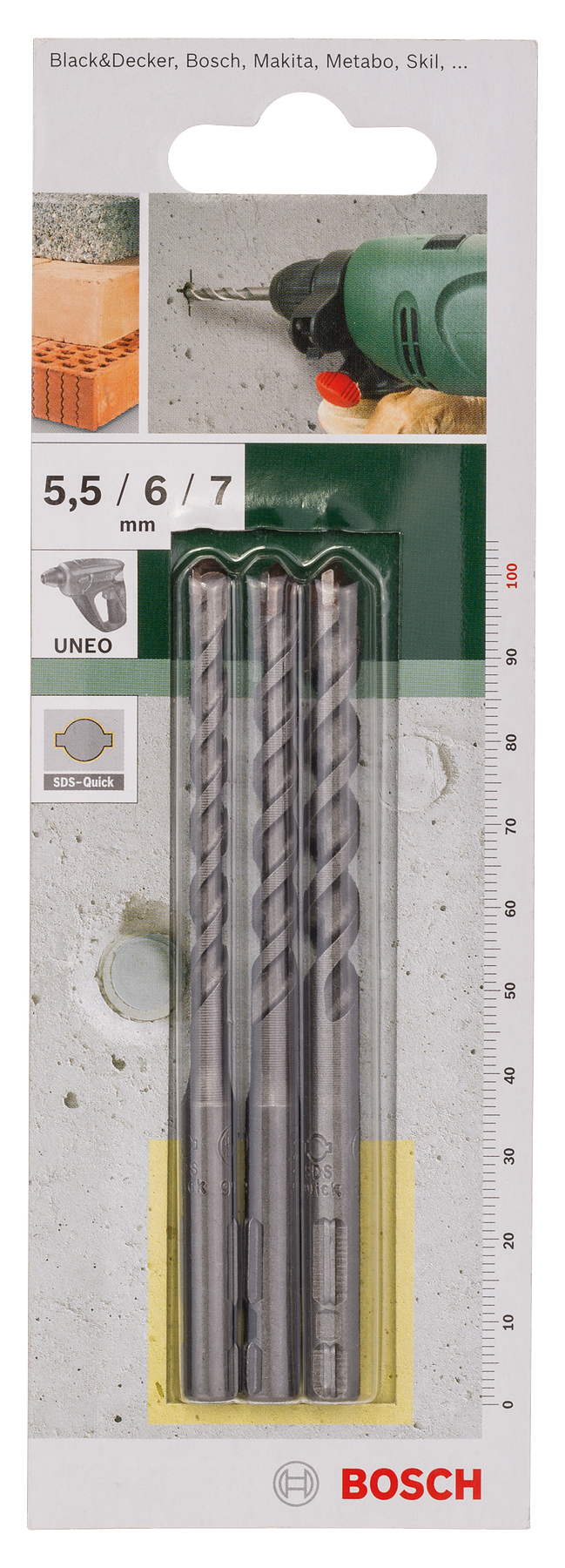 Bosch Uneo Bohrer-Set für Beton / Naturstein mit SDS-Quick Ø 5.5/6/7 mm 3tlg.