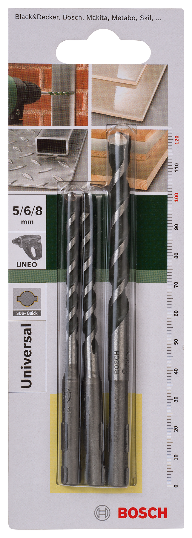 Bosch DIY Uneo Mehrzweckbohrer-Set für Beton mit SDS-Quick Ø 5/6/8 mm 3tlg.