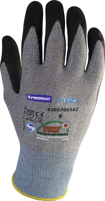 Promat Handschuhe Flex Gr. 10 grau/schwarz EN 388 PSA-Kategorie II