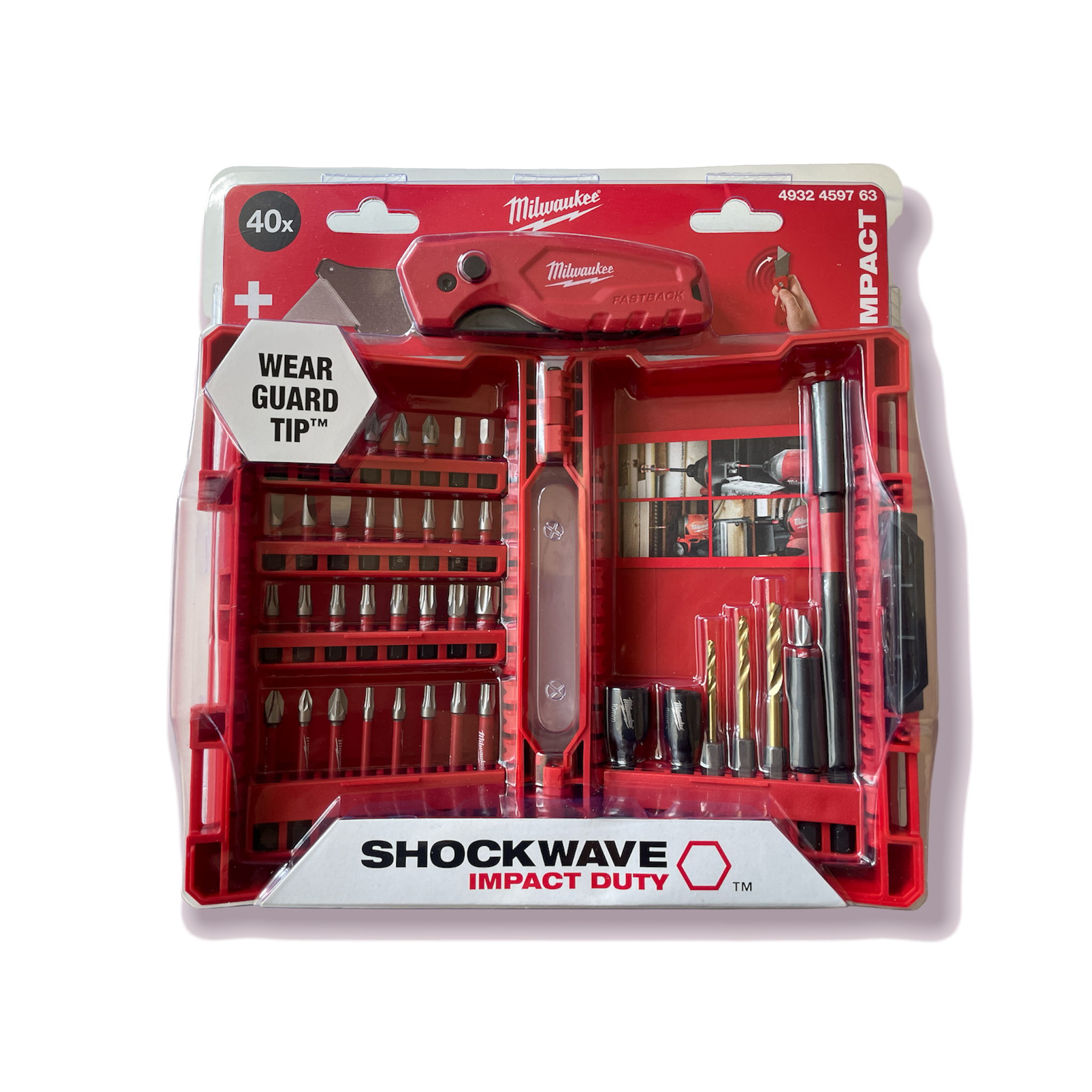Milwaukee® Shockwave Bit Set mit Fastback Messer PROMO in Box 40 tlg.