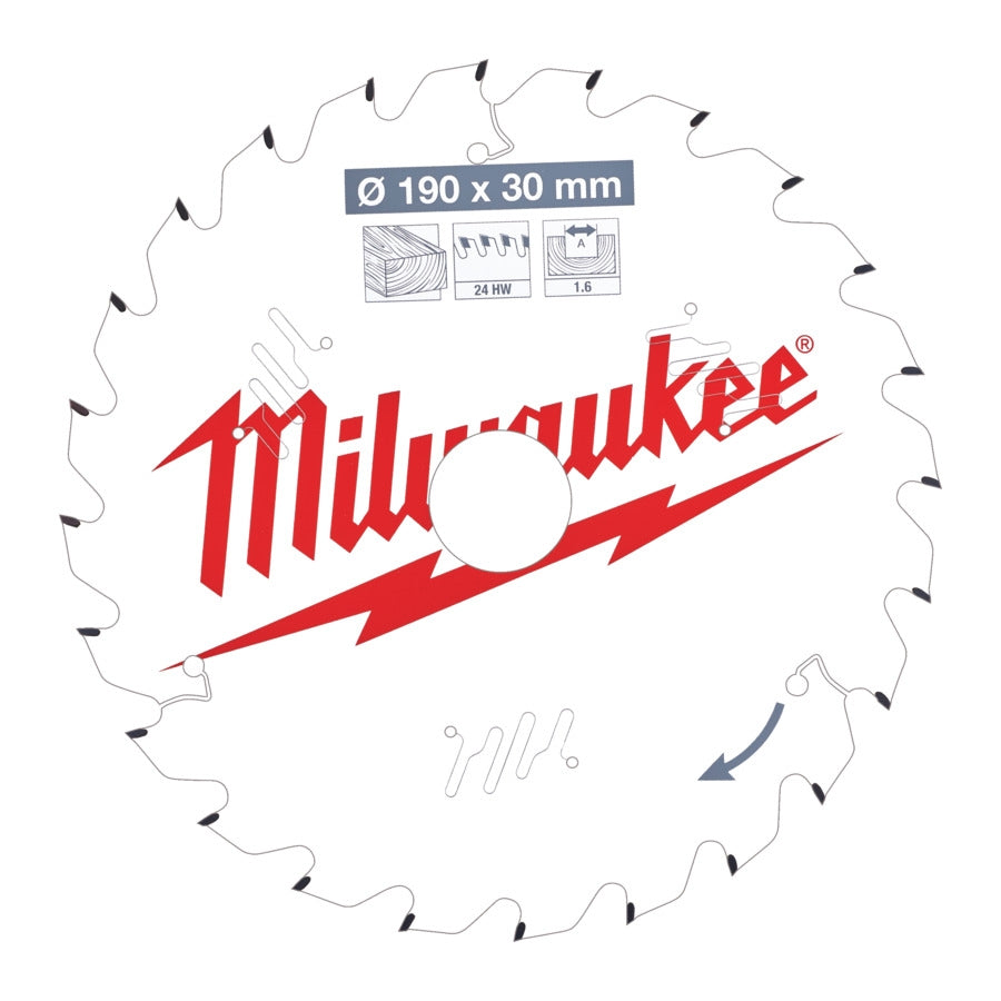 Milwaukee® Kreissägeblatt 190x30 mm 24 Zähne 1.6 mm Schnittbreite für Holz
