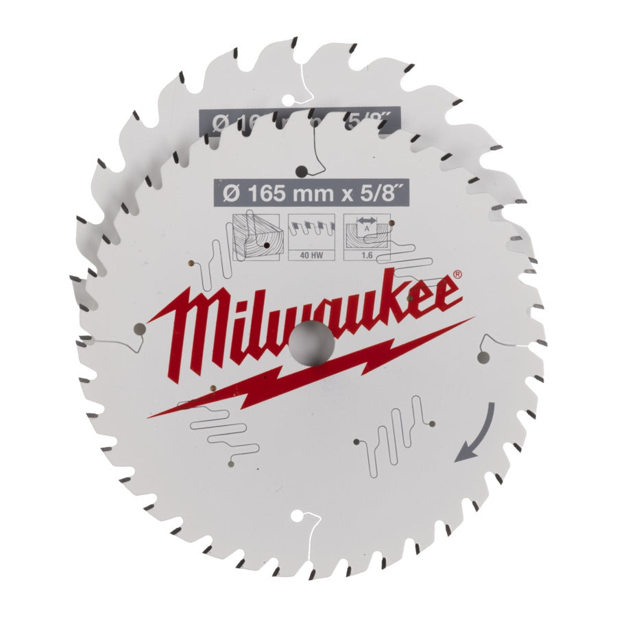 Milwaukee® Kreissägeblatt Doppelpack Twin Pack 165 mm x ⅝″  24 Zähne / 40 Zähne 1.6 mm Schnittbreite Holz