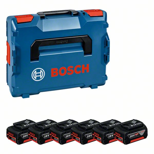 Bosch Professional Akkupack 6x GBA 18V 4.0 Ah in L-Boxx