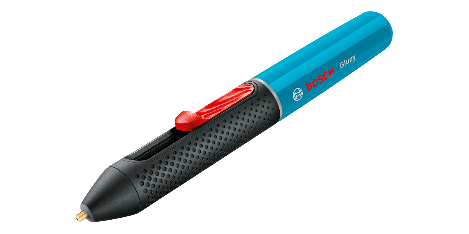 Bosch DIY Akku-Heißklebestift Gluey mit 2x 1,2 V HR06 (AA) und Zubehör Lagoon Blue 06032A2104