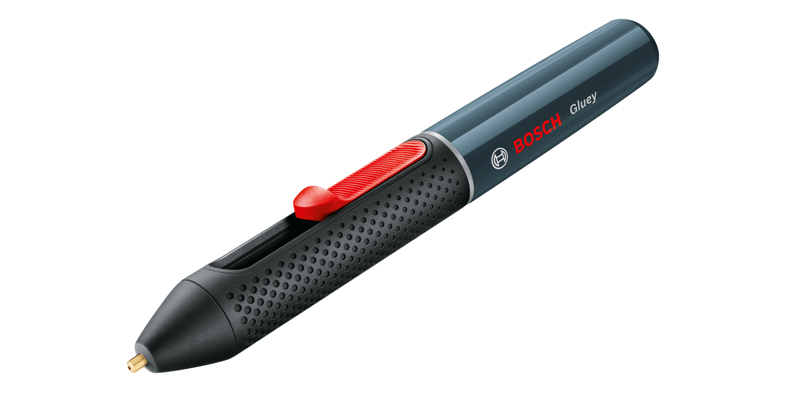 Bosch DIY Akku-Heißklebestift Gluey mit 2x 1,2 V HR06 (AA) und Zubehör Smokey Grey 06032A2101