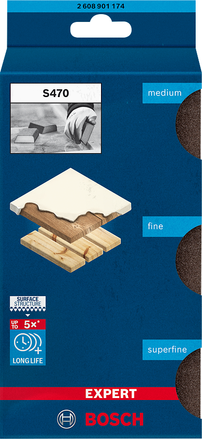 Bosch Expert Schaumstoff-Schleifschwamm S470 69 x 97 x 26 mm M, F, SF (2608901174)