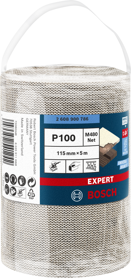 Bosch Expert Schleifnetzrolle M480 für Handschleifen 115 x 5000 mm P100 2608900786