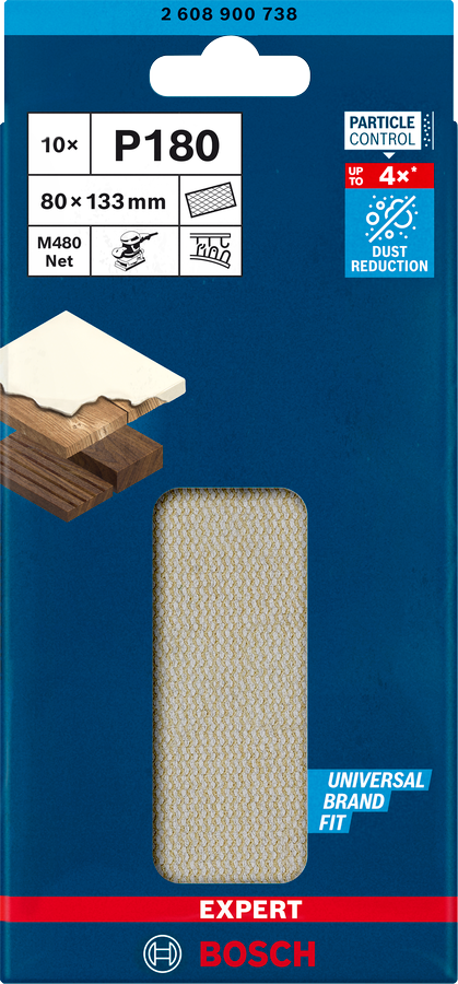 Bosch Expert Schleifnetzscheibe mit Klett M480 für Schwingschleifer 80 x 133 mm K180 10 Stück