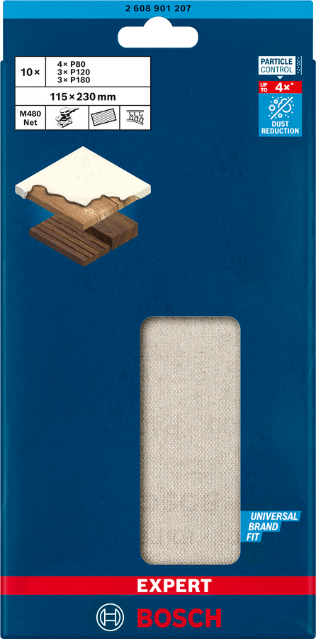 Bosch Expert Schleifnetzscheiben Set M480 für Exzenterschleifer 115 x 230 mm K80/120/180 (2608901207)