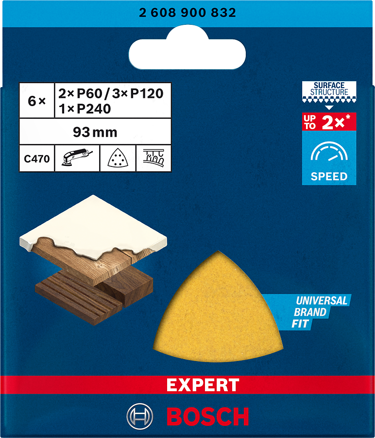 Bosch Expert Schleifpapier Set 93 mm K60/120/240 (2608900832)