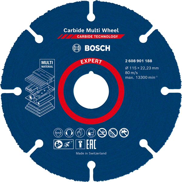 Bosch Professional Expert Trennscheibe Carbide Multi Wheel Ø 115x22.23 mm für Multimaterial wie Holz, Metall, Kunststoff (2608901188)