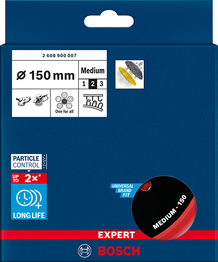 Bosch Expert Universalstützteller Multihole mit Klett Ø 150 mm Medium für Exzenterschleifer GEX