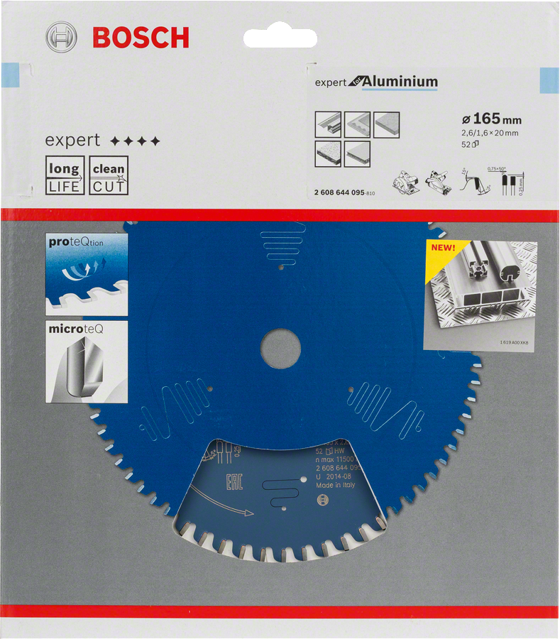 Bosch Expert for Aluminium Kreissägeblatt Ø 165x2.6/1.6x20 52 Zähne Alu (2608644095)