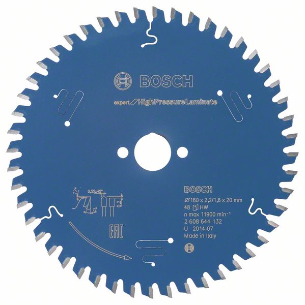Bosch Expert for High Pressure Laminate Kreissägeblatt 160x2.2/1.6x20 mm 48 Zähne (2608644132)