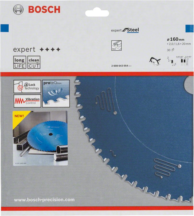 Bosch Expert for Steel Kreissägeblatt Ø 160x2/1.6x20 mm 30Z 82608643054)