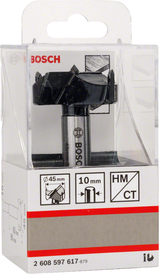 Bosch HM-Kunstbohrer 10 mm Schaft Carbide bestueckt Ø 45 mm 2608597617