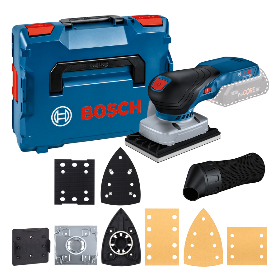 Bosch Professional GSS 18V-13 Akku-Schwingschleifer bürstenlos ohne Akku/Lader in L-Boxx 136 inkl. Zubehör