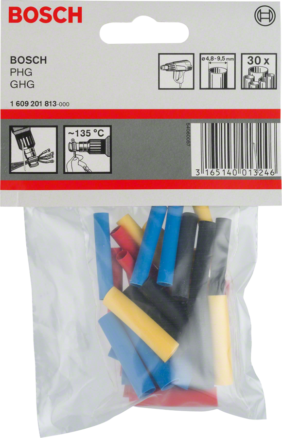 Bosch Schrumpfschlauch für Bosch-Heißluftgebläse, 4.8 - 9.5 mm 30 Stk. (1609201813)
