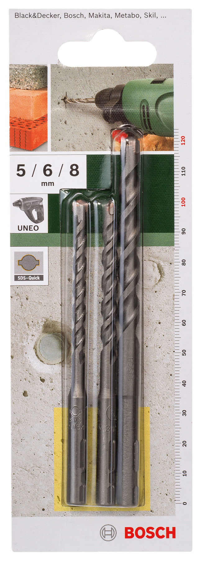 Bosch Uneo Bohrer-Set für Beton mit SDS-Quick Ø 5/6/8 mm 3tlg. (2609256908)