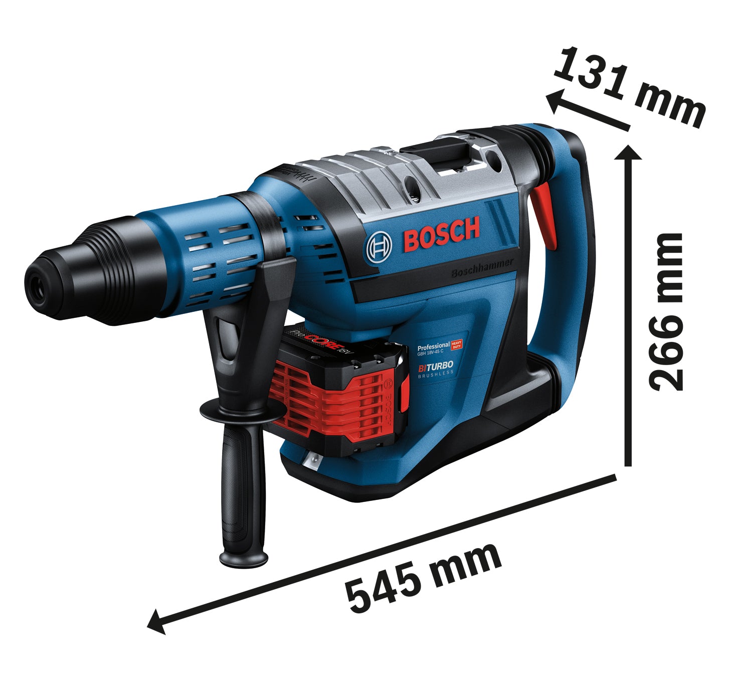 Bosch Professional GBH 18V-45 C Akku-Bohrhammer BITURBO 12.5 Joule mit SDS Max ohne Akku/Lader im Handwerkerkoffer