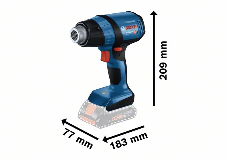 Bosch Professional GHG 18V-50 Akku-Heißluftgebläse 300/500 °C ohne Akku/Lader in L-Boxx